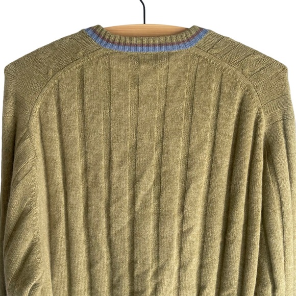 HOUSE OF CASHMERE MENS V-NECK PULLOVER SWEATER  | 100% CASHMERE |GREEN | SIZE XL - Picture 4 of 9